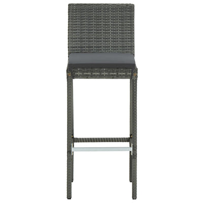 3 Piece Outdoor Bar Set with Cushions Poly Rattan Grey Payday Deals