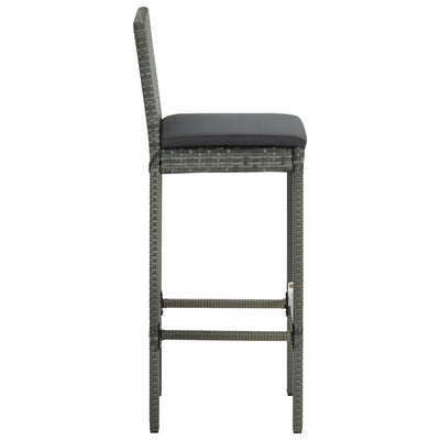 3 Piece Outdoor Bar Set with Cushions Poly Rattan Grey Payday Deals