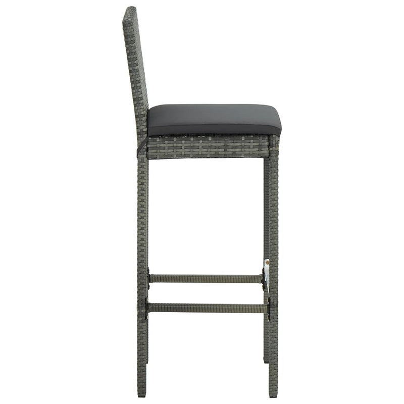 3 Piece Outdoor Bar Set with Cushions Poly Rattan Grey Payday Deals