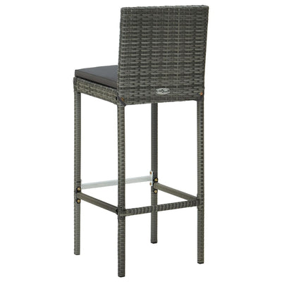 3 Piece Outdoor Bar Set with Cushions Poly Rattan Grey Payday Deals