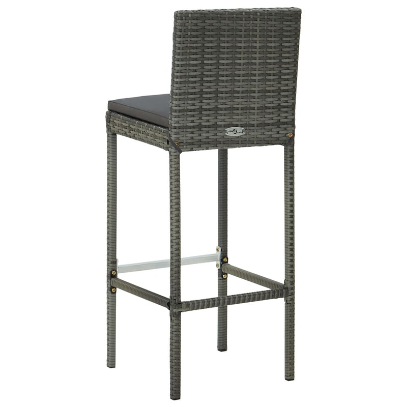 3 Piece Outdoor Bar Set with Cushions Poly Rattan Grey Payday Deals