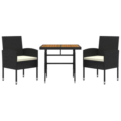 3 Piece Outdoor Dining Set Poly Rattan Black Payday Deals