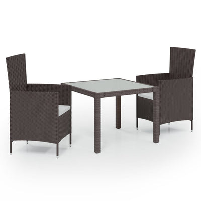 3 Piece Outdoor Dining Set Poly Rattan Brown Payday Deals