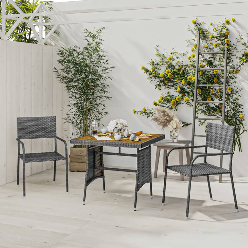 3 Piece Outdoor Dining Set Poly Rattan Grey Payday Deals