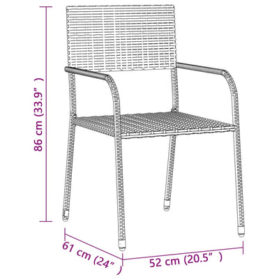 3 Piece Outdoor Dining Set Poly Rattan Grey Payday Deals