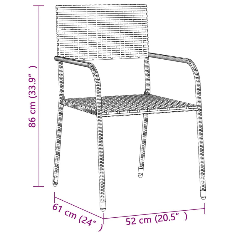 3 Piece Outdoor Dining Set Poly Rattan Grey Payday Deals
