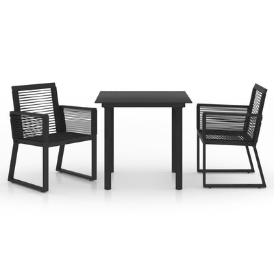 3 Piece Outdoor Dining Set PVC Rattan Black Payday Deals