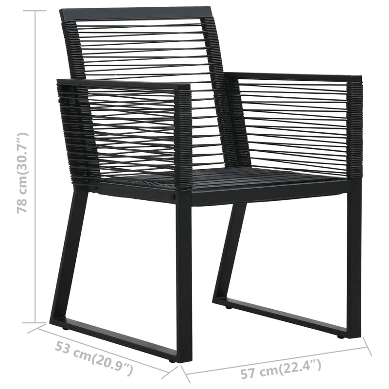 3 Piece Outdoor Dining Set PVC Rattan Black Payday Deals