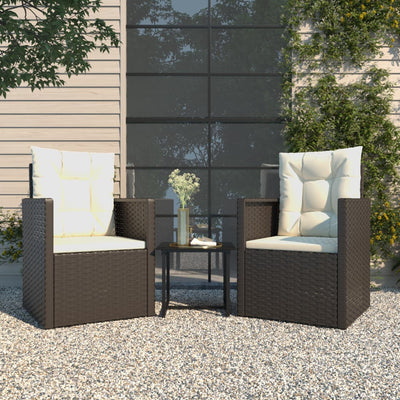 3 Piece Outdoor Lounge Set with Cushions Poly Rattan Black
