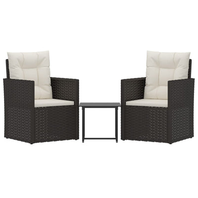 3 Piece Outdoor Lounge Set with Cushions Poly Rattan Black Payday Deals