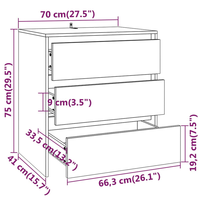 3 Piece Sideboard Smoked Oak Engineered Wood Payday Deals