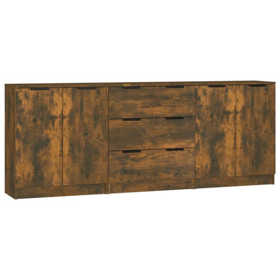 3 Piece Sideboards Smoked Oak Engineered Wood Payday Deals