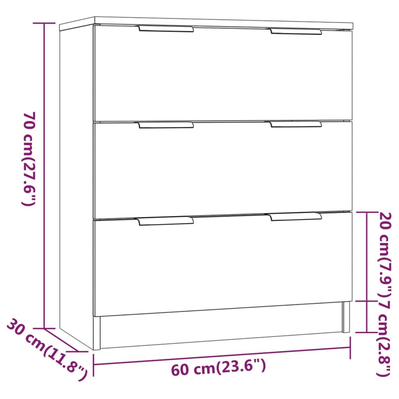 3 Piece Sideboards Smoked Oak Engineered Wood Payday Deals