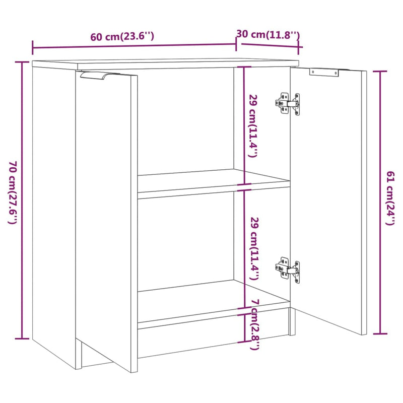 3 Piece Sideboards Smoked Oak Engineered Wood Payday Deals