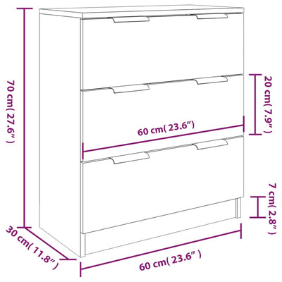 3 Piece Sideboards White Engineered Wood Payday Deals