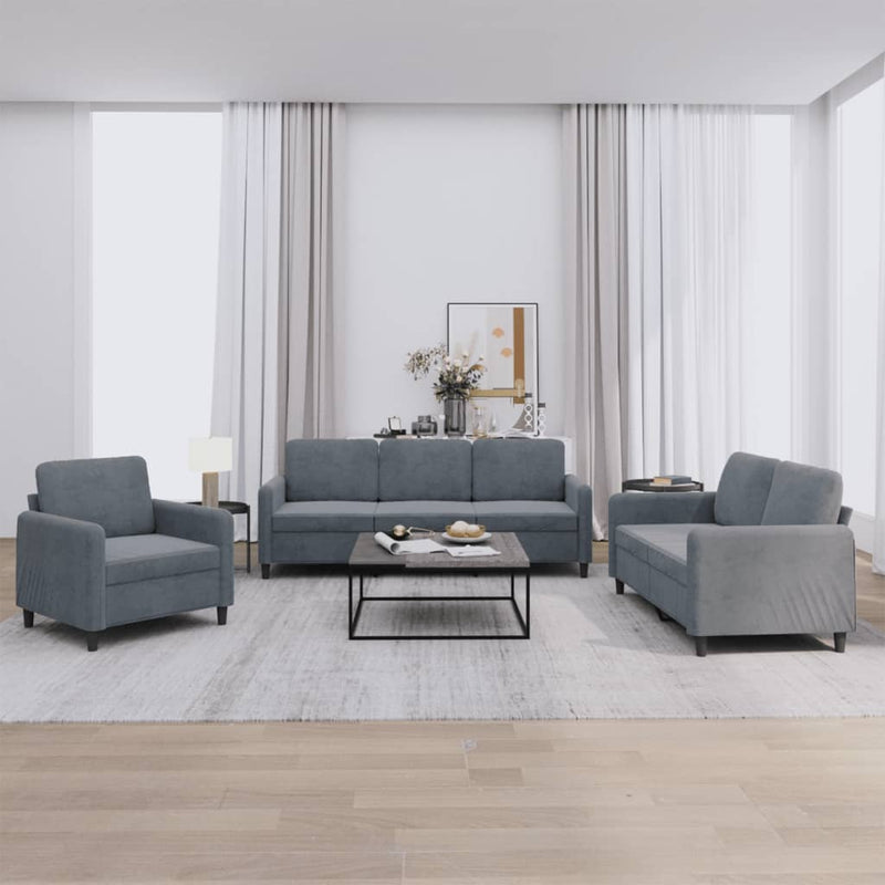 3 Piece Sofa Set Dark Grey Velvet Payday Deals