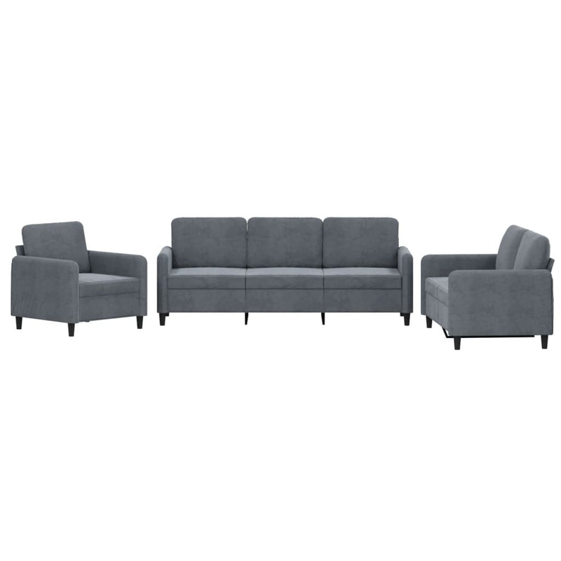 3 Piece Sofa Set Dark Grey Velvet Payday Deals