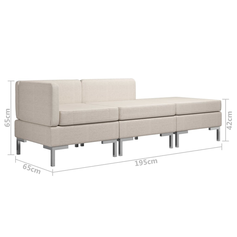 3 Piece Sofa Set Fabric Cream Payday Deals
