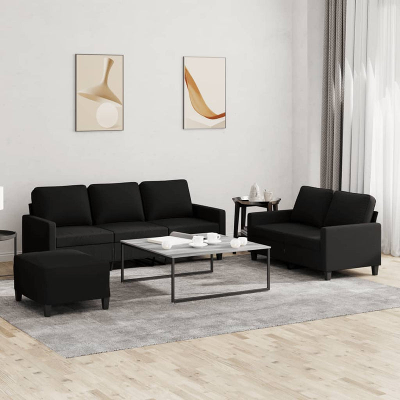 3 Piece Sofa Set with Cushions Black Fabric Payday Deals