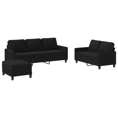 3 Piece Sofa Set with Cushions Black Fabric Payday Deals