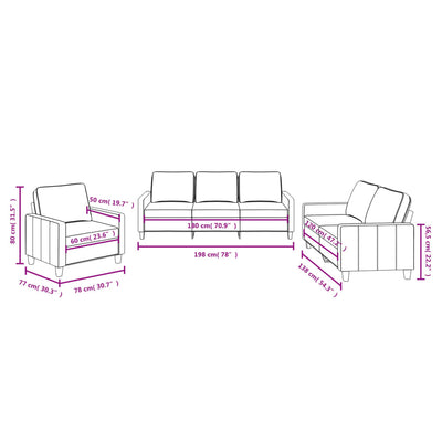 3 Piece Sofa Set with Cushions Black Fabric Payday Deals