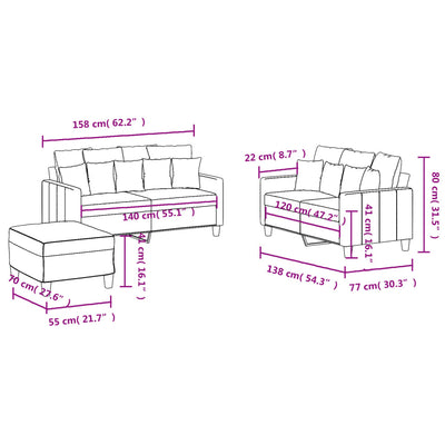 3 Piece Sofa Set with Cushions Black Fabric Payday Deals