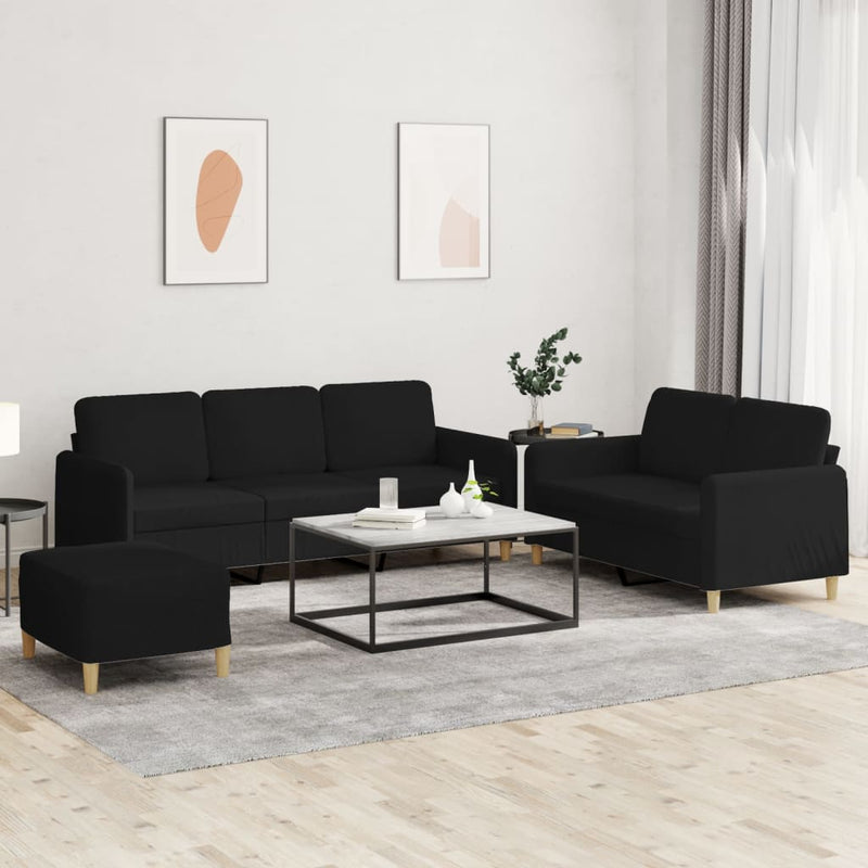 3 Piece Sofa Set with Cushions Black Fabric Payday Deals