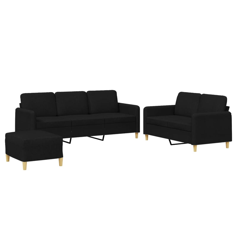 3 Piece Sofa Set with Cushions Black Fabric Payday Deals