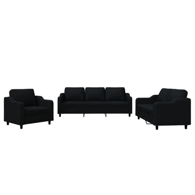 3 Piece Sofa Set with Cushions Black Fabric Payday Deals