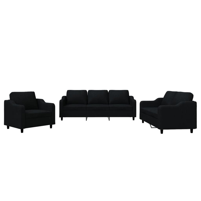3 Piece Sofa Set with Cushions Black Fabric Payday Deals