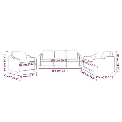 3 Piece Sofa Set with Cushions Black Fabric Payday Deals