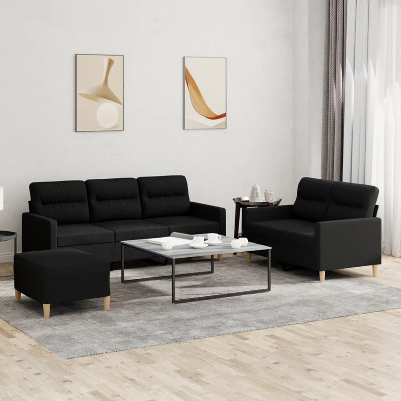 3 Piece Sofa Set with Cushions Black Fabric Payday Deals