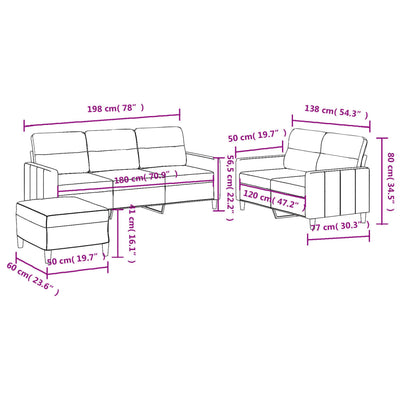 3 Piece Sofa Set with Cushions Black Fabric Payday Deals