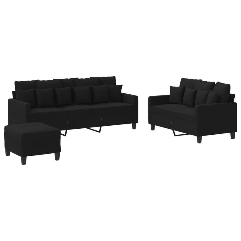3 Piece Sofa Set with Cushions Black Fabric Payday Deals