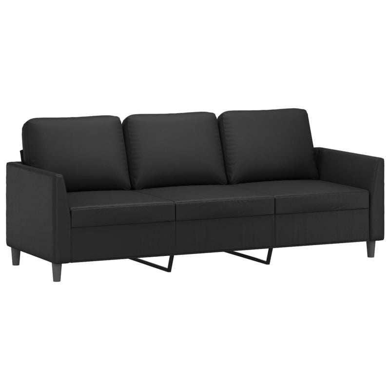 3 Piece Sofa Set with Cushions Black Faux Leather Payday Deals