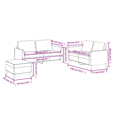 3 Piece Sofa Set with Cushions Black Faux Leather Payday Deals
