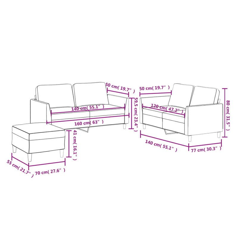 3 Piece Sofa Set with Cushions Black Faux Leather Payday Deals