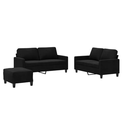 3 Piece Sofa Set with Cushions Black Velvet Payday Deals