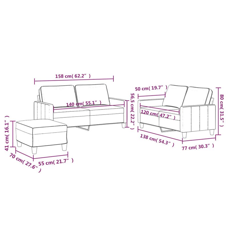 3 Piece Sofa Set with Cushions Black Velvet Payday Deals