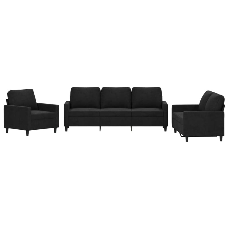 3 Piece Sofa Set with Cushions Black Velvet Payday Deals