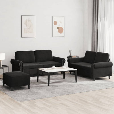 3 Piece Sofa Set with Cushions Black Velvet Payday Deals