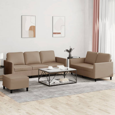 3 Piece Sofa Set with Cushions Cappuccino Faux Leather Payday Deals