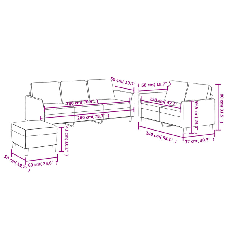 3 Piece Sofa Set with Cushions Cappuccino Faux Leather Payday Deals