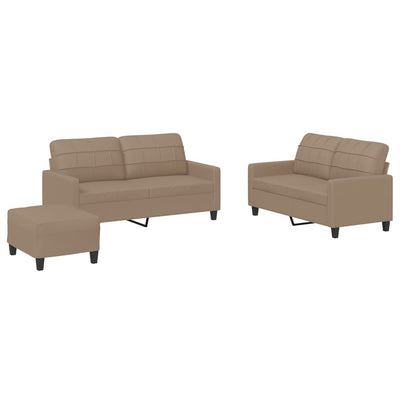3 Piece Sofa Set with Cushions Cappuccino Faux Leather Payday Deals