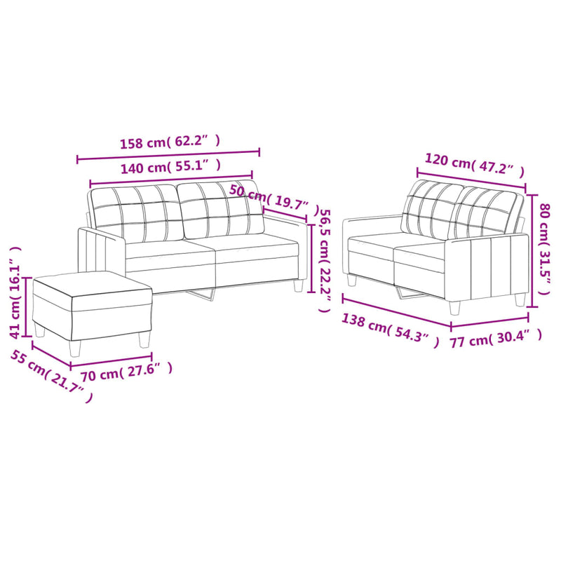 3 Piece Sofa Set with Cushions Cappuccino Faux Leather Payday Deals