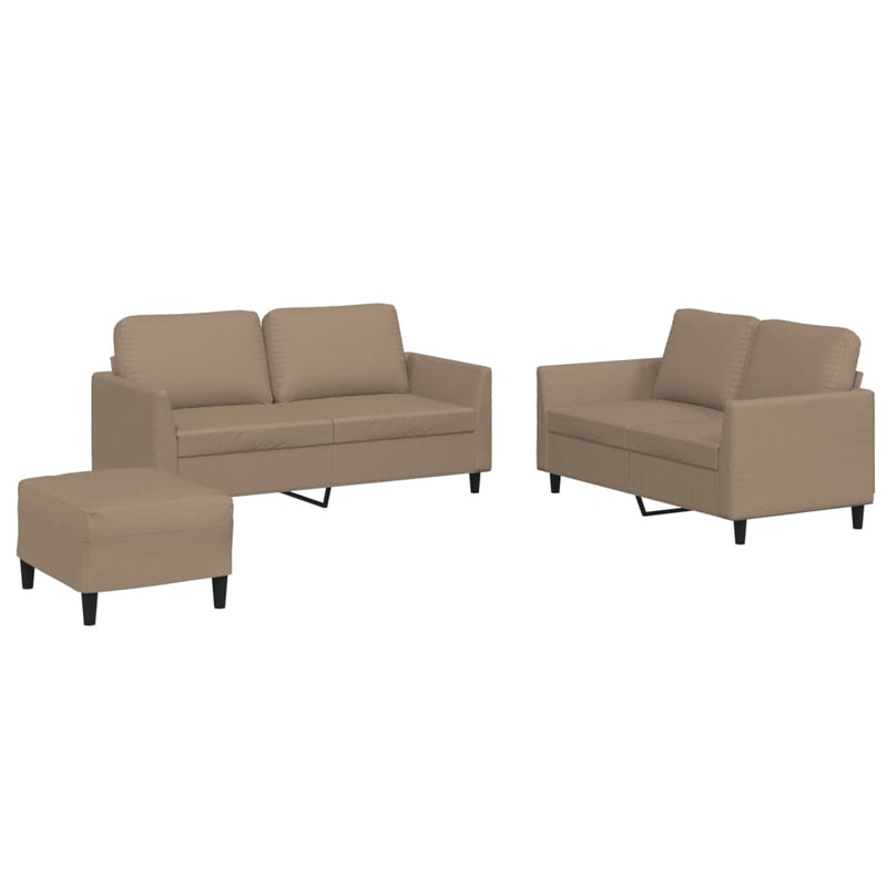 3 Piece Sofa Set with Cushions Cappuccino Faux Leather Payday Deals