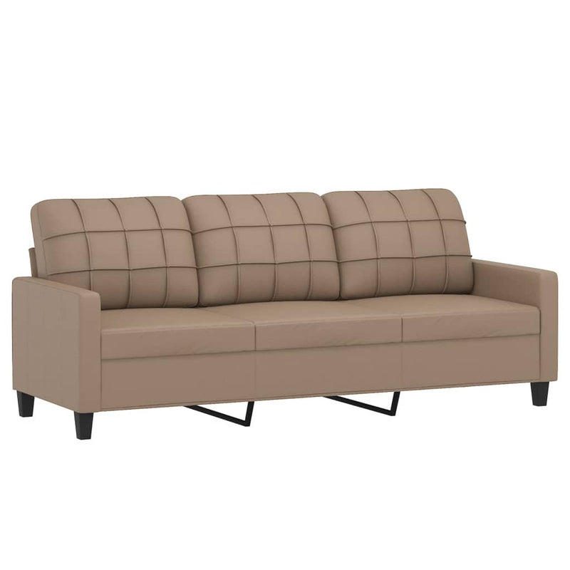 3 Piece Sofa Set with Cushions Cappuccino Faux Leather Payday Deals