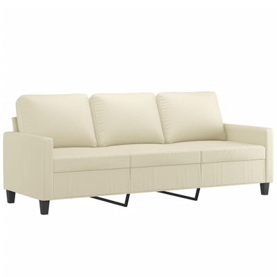 3 Piece Sofa Set with Cushions Cream Faux Leather Payday Deals