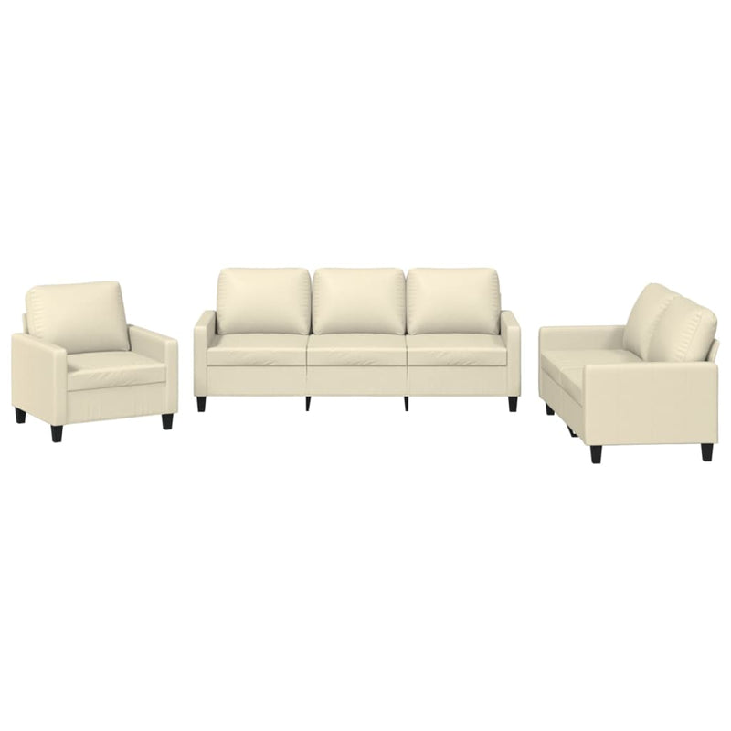 3 Piece Sofa Set with Cushions Cream Faux Leather Payday Deals