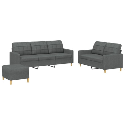 3 Piece Sofa Set with Cushions Dark Grey Fabric Payday Deals